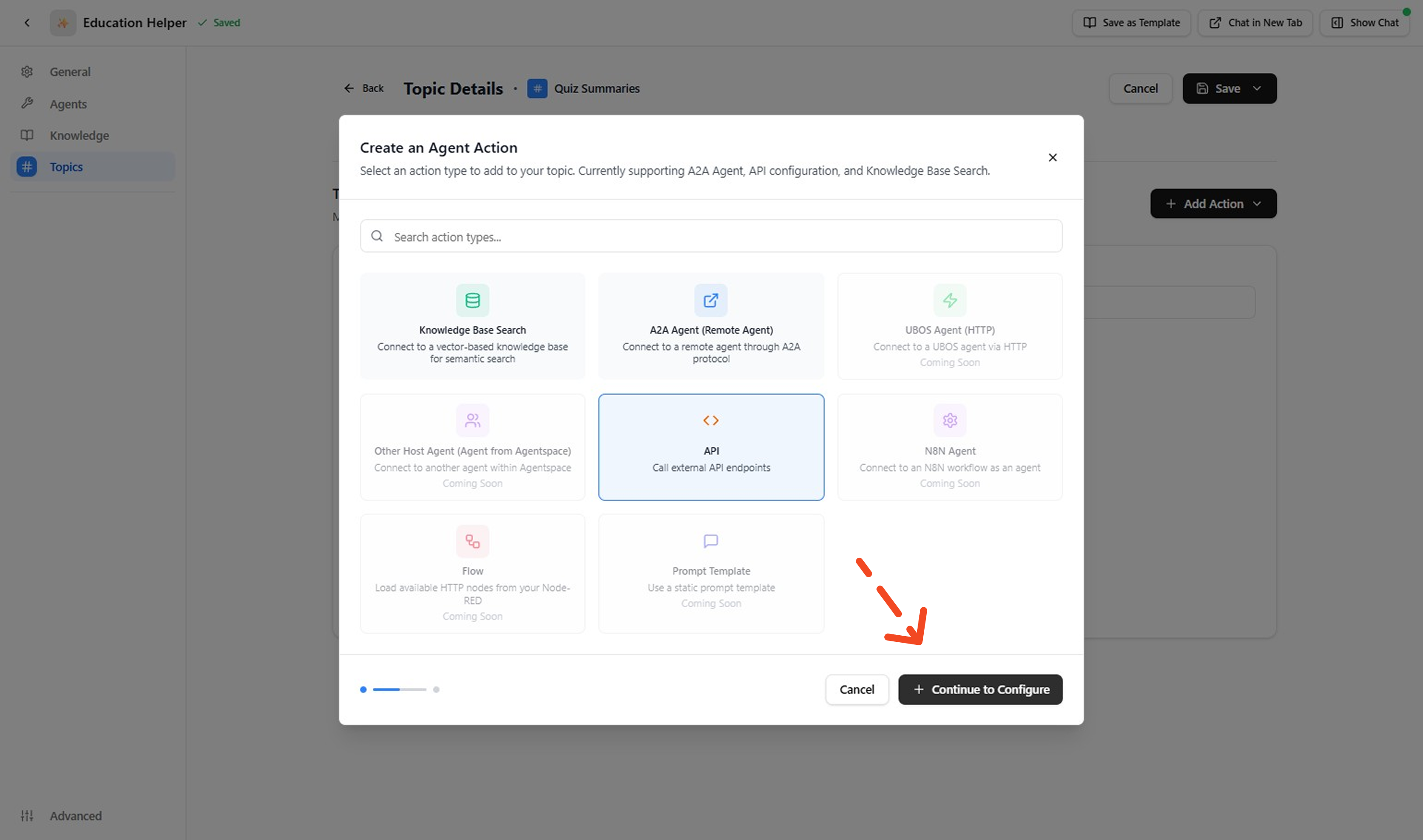 Configure Action Form