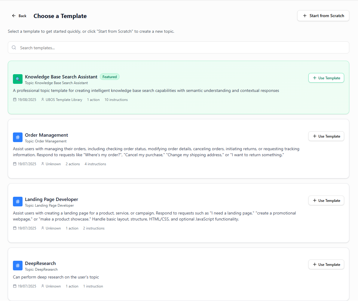 Topic Template Library