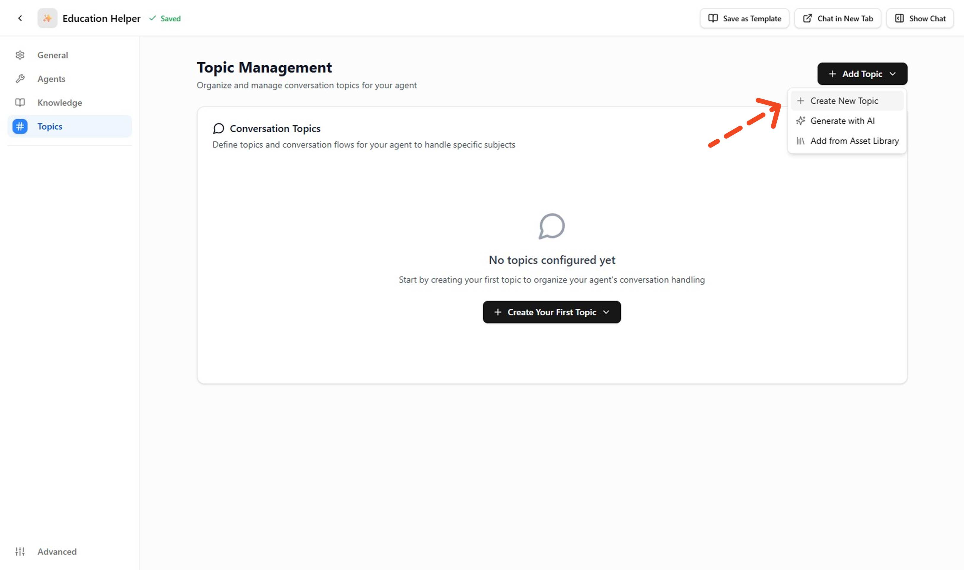 Create New Topic Button