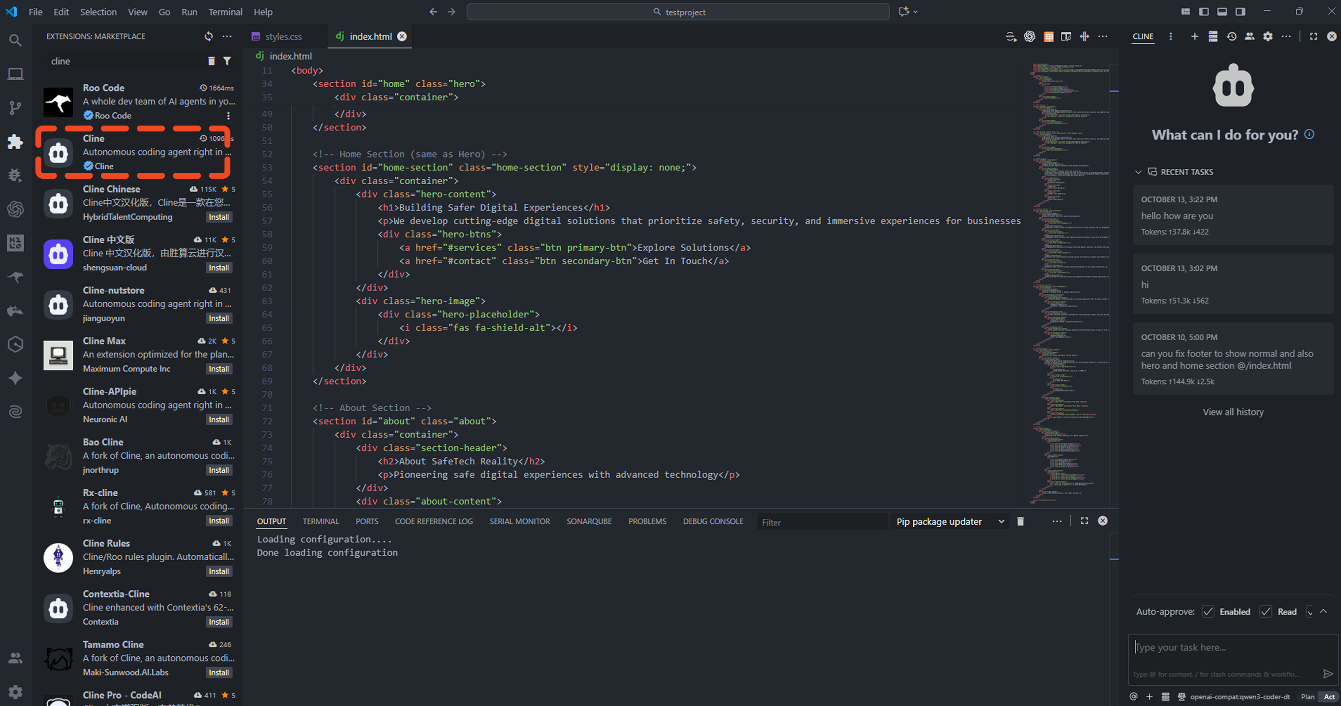 Search Cline Extension in VS Code